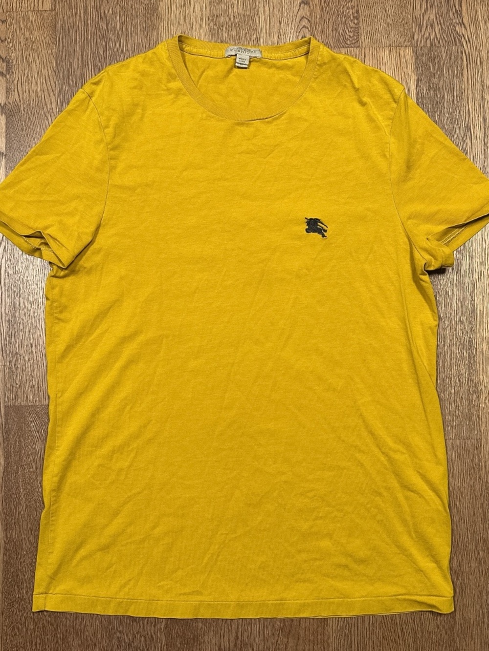 Burberry Brit Embroidered Logo Cotton Mustard Yellow T Shirt Mens Medium